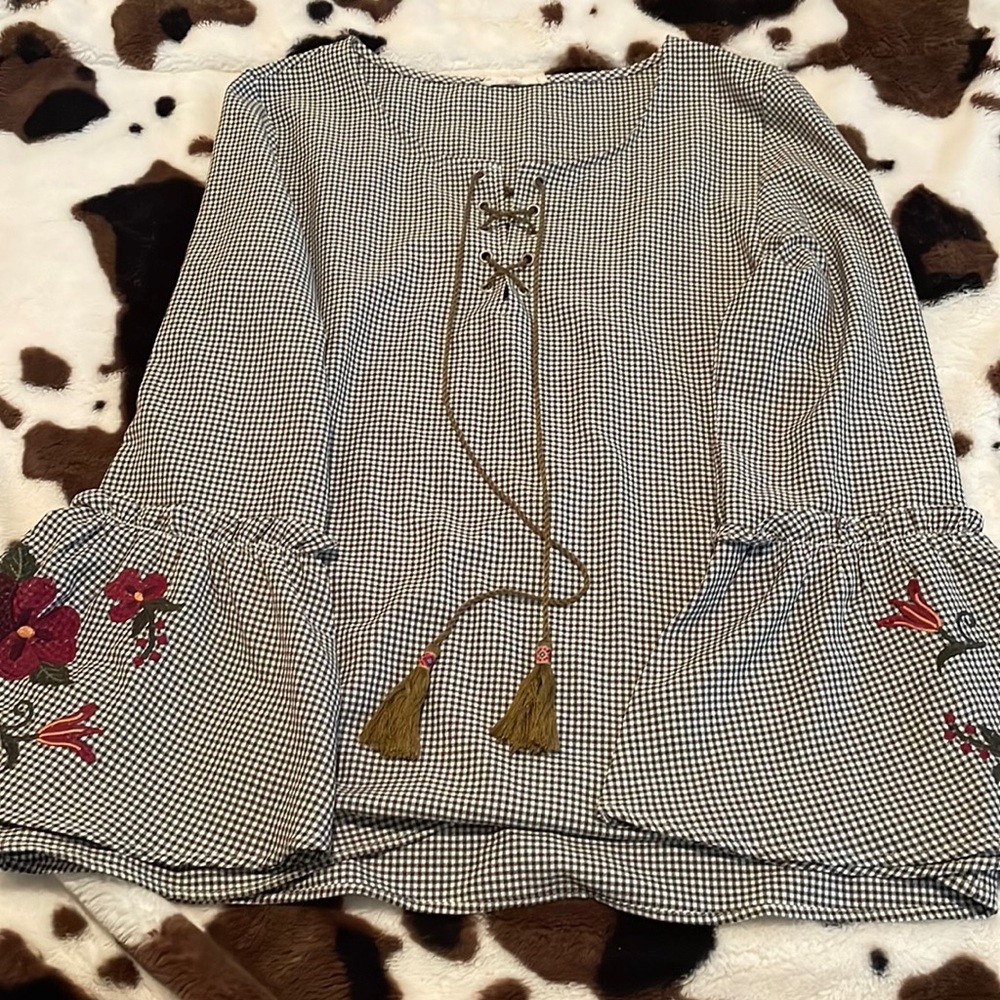 Long sleeve blouse with flare